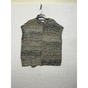 Pure Jill J Jill Mohair Wool Blend Chunky Knit Sweater Vest Tan Brown XS/S